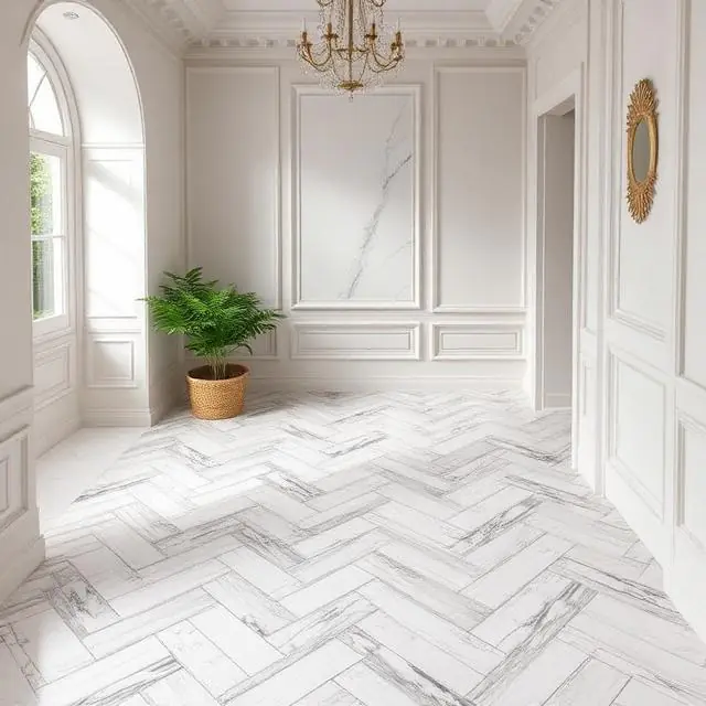 herringbone marble floor