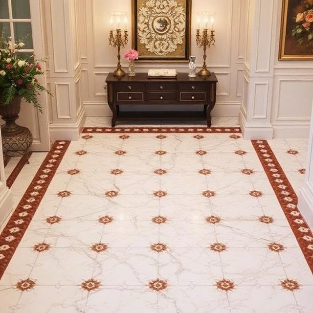 Small Marble Inlay Flooring Designs