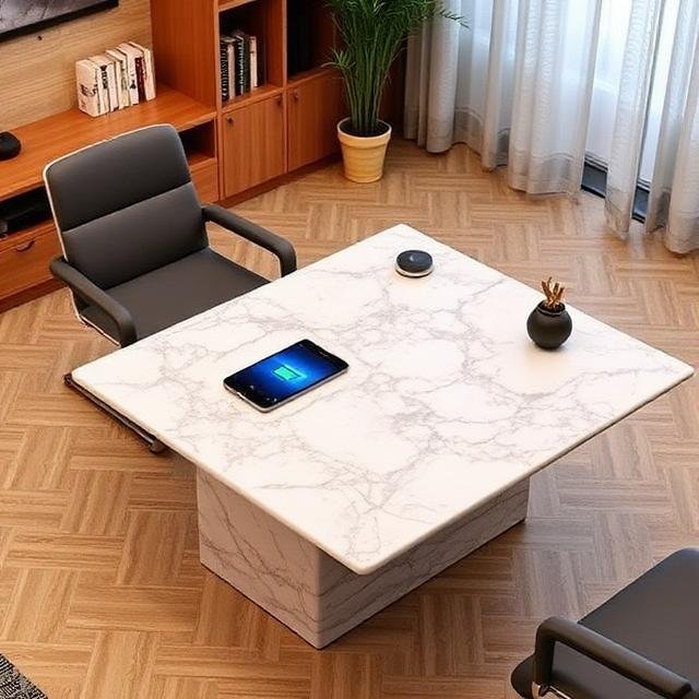 Wireless Charging Marble Desk