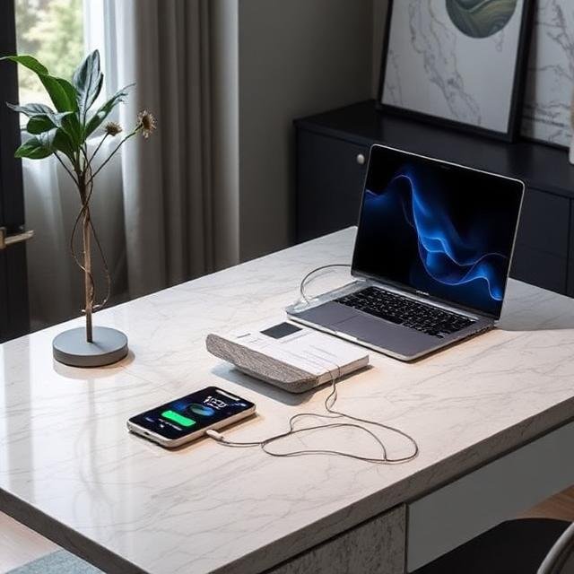 Wireless Charging Marble Desk