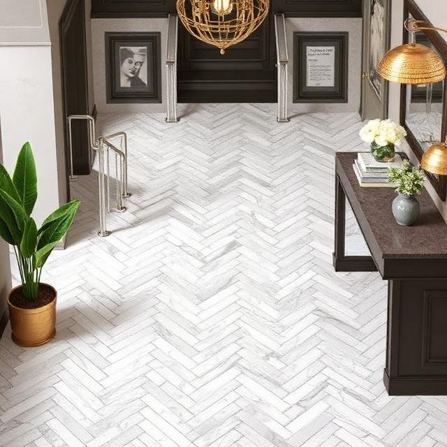 herringbone marble floor