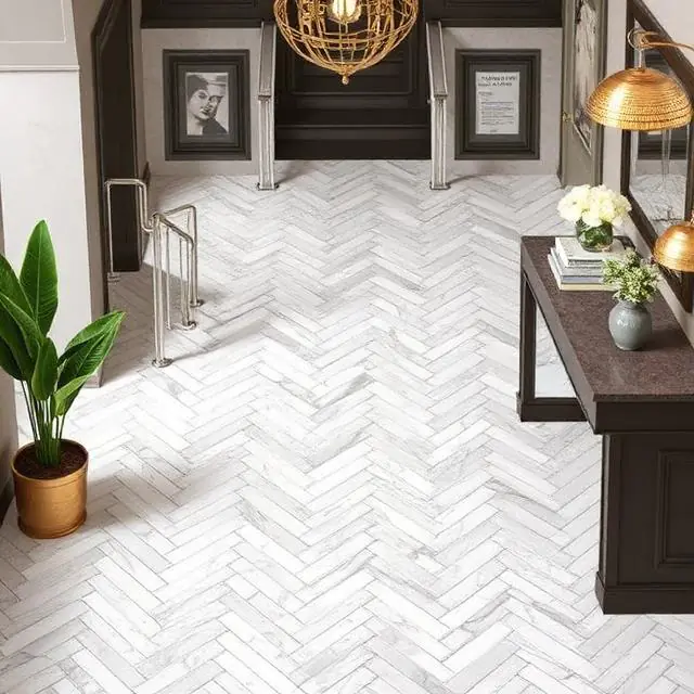 herringbone marble floor