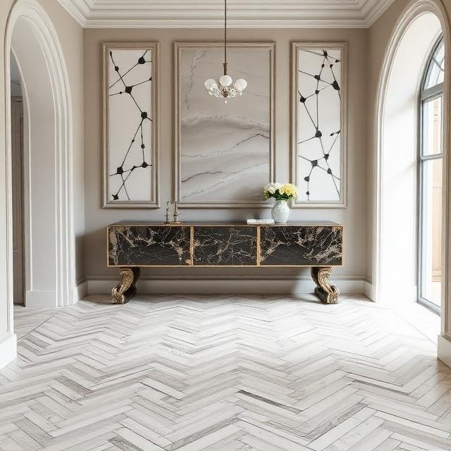 herringbone marble floor
