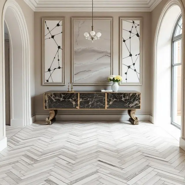 herringbone marble floor