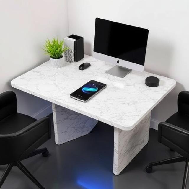 Wireless Charging Marble Desk