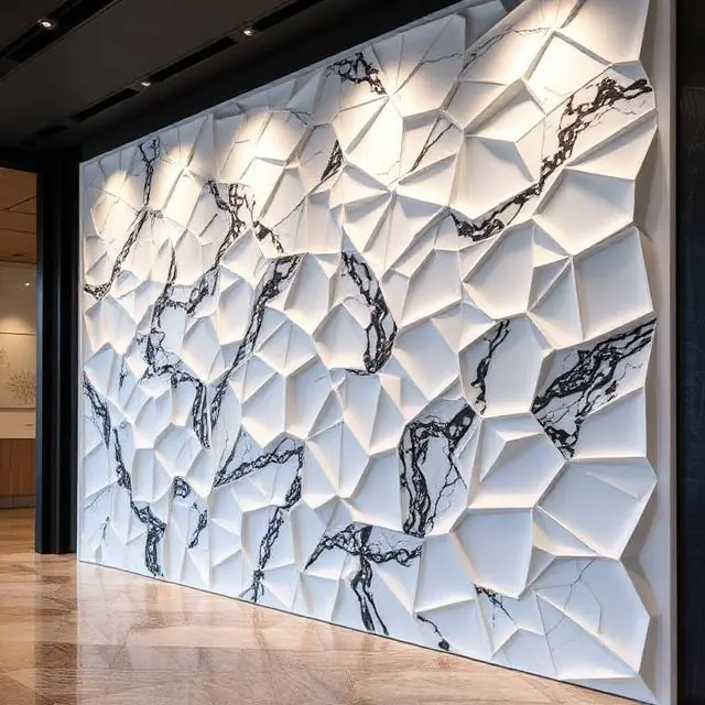 3D CNC-Carved Marble Walls