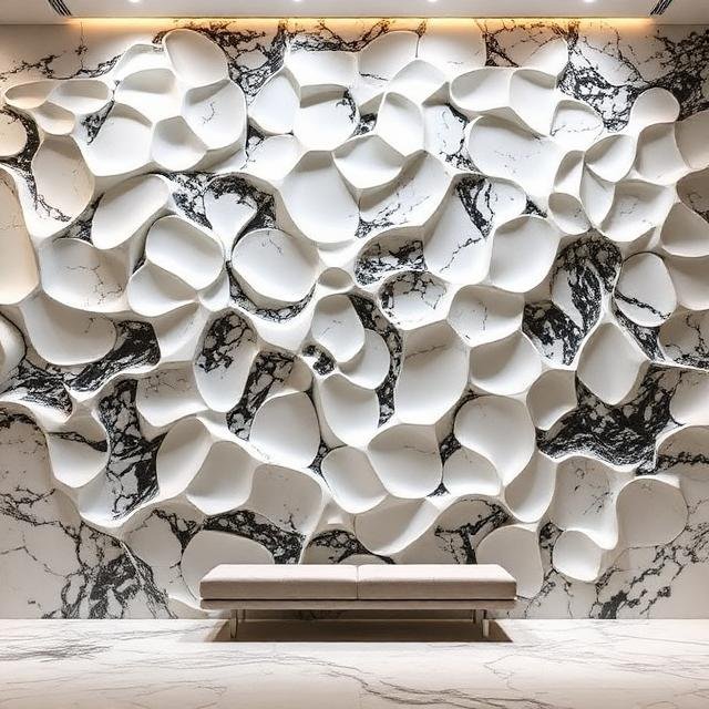 3D CNC-Carved Marble Walls