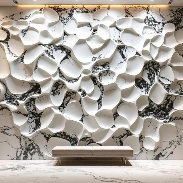 3D CNC-Carved Marble Walls