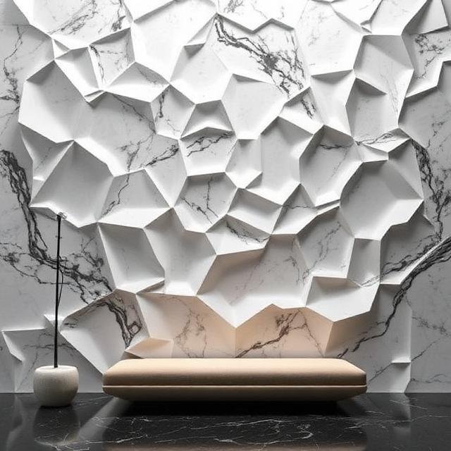 3D CNC-Carved Marble Walls
