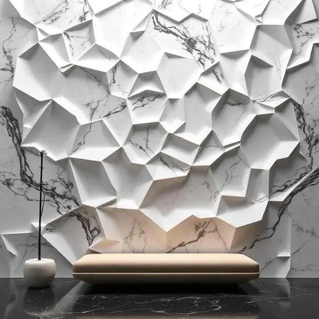 3D CNC-Carved Marble Walls