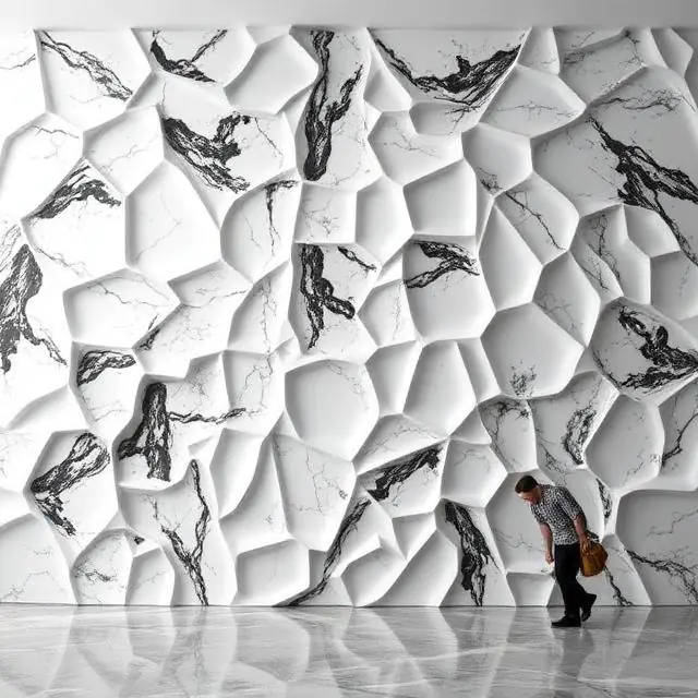 3D CNC-Carved Marble Walls