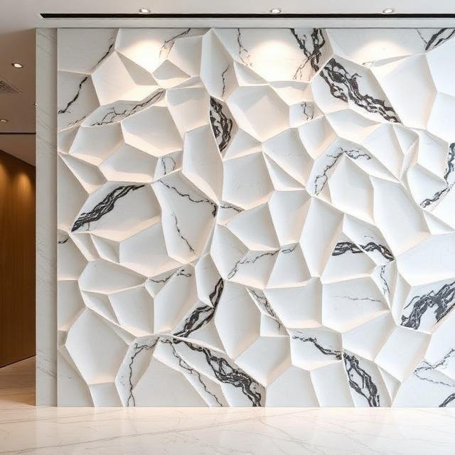 3D CNC-Carved Marble Walls